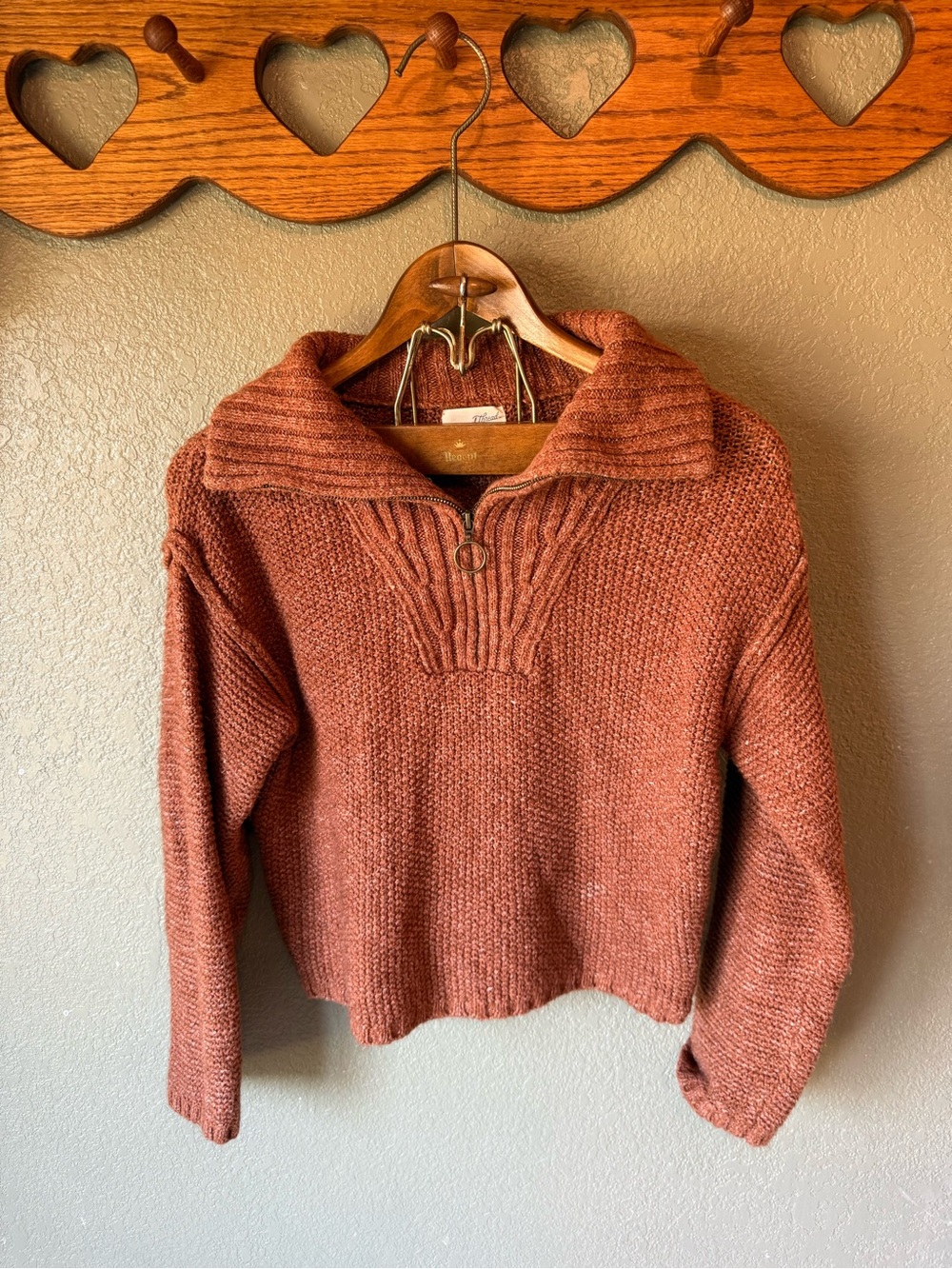Universal Thread Rust Half-Zip Cowl Sweater